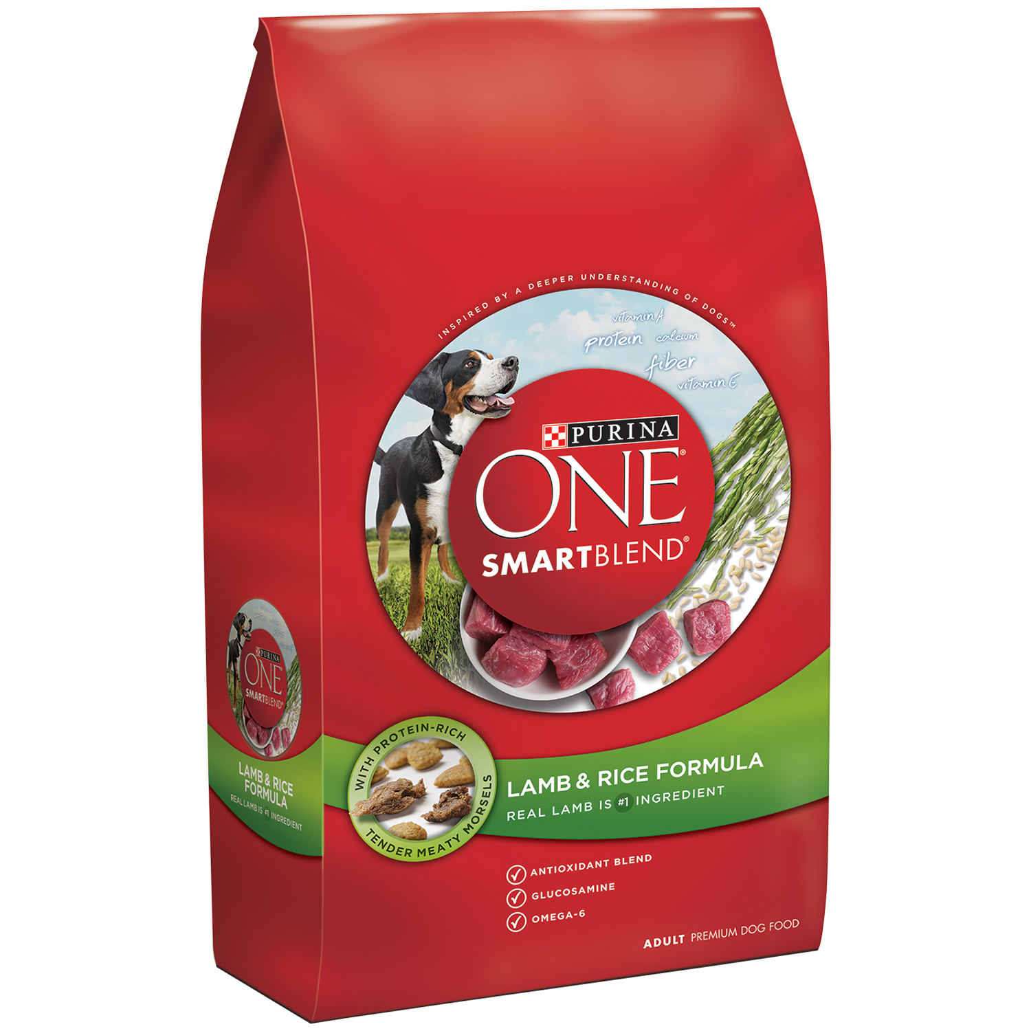 Purina One Dog Food Bag - Adult, Lamb & Rice Formula, 4 Lb