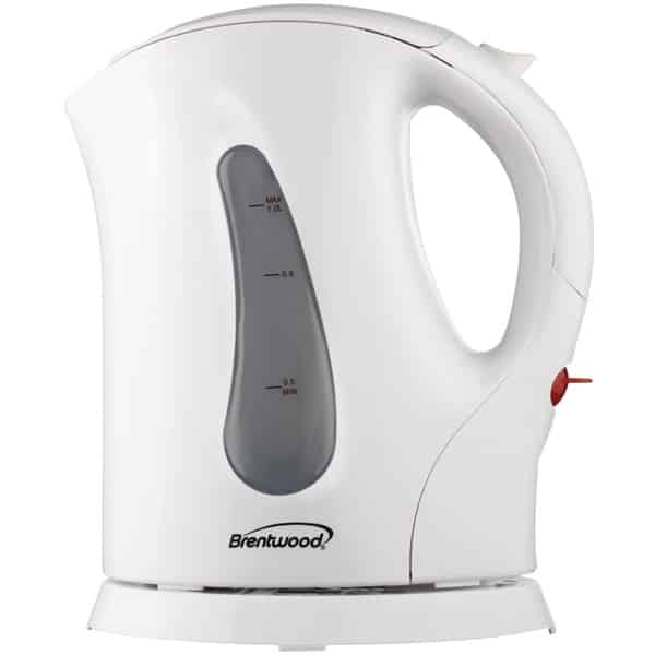 Brentwood 1.0 Liter Cordless Plastic Tea Kettle White