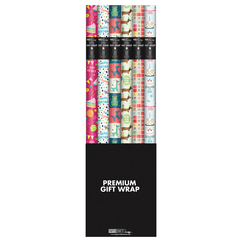 Paper Craft Gift Wrap 15sq Ft Happy Birthday-whole