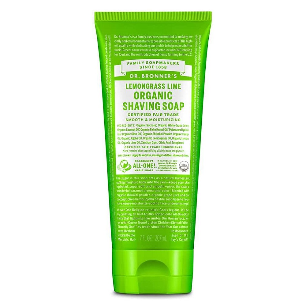 Dr. Bronner's Organic Shaving Soap Lemongrass Lime 7 Oz Gel