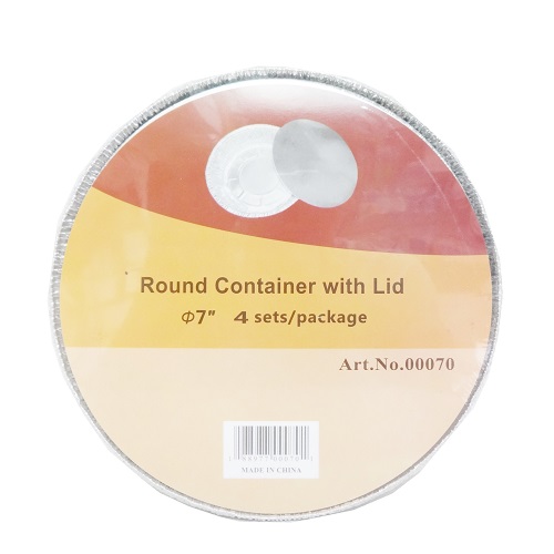 Aluminum Pan W-Lid 4pc 7in Round-whole