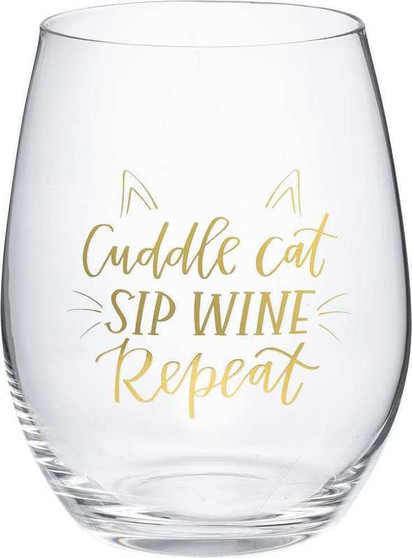 Primitives By Kathy 101460 Wine Glass - Cat Sip Wine - Set Of 4