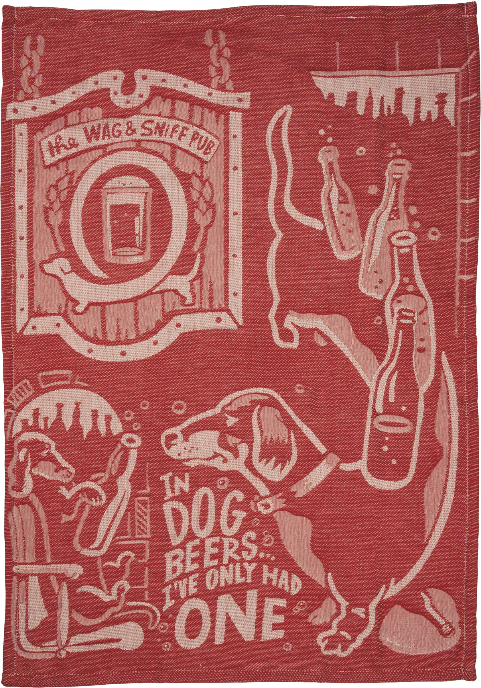 Primitives by Kathy Dog Beers Jacquard Dish Towel