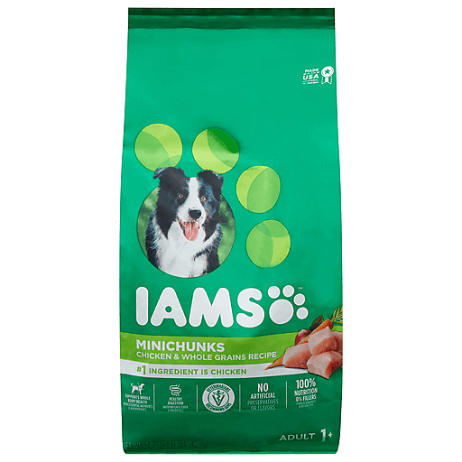 Iams Adult 1+ Minichunks Super Premium Chicken & Whole Grains Recipe Dog Food 52.8 Oz
