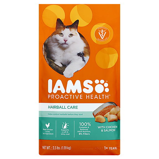 Iams Proactive Health Cat Food, Hairball Care, With Chicken & Salmon, Adult