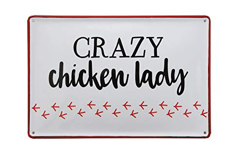 Creative Co-Op Crazy Chicken Lady Enameled Tin Wall Decor