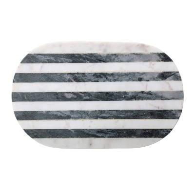 3R Studios 15" X 9" Marble Cutting Board Striped Black/White