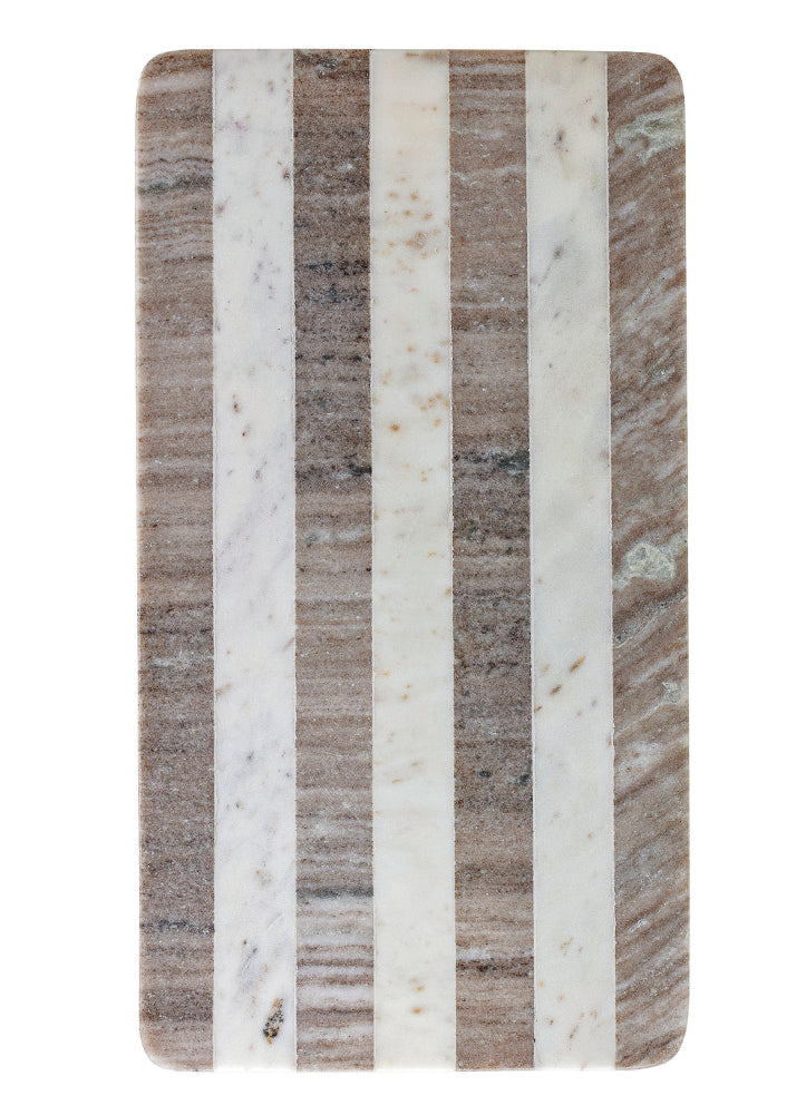 3R Studios 21" X 11" Marble Cutting Board With Striped White/Beige