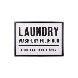 3R Studios 28" X 20" Laundry Wood Framed Wall Canvas Art White