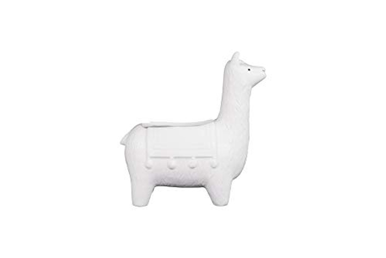 Creative Co-Op Coop Llama Shaped Ceramic Flower Pot White