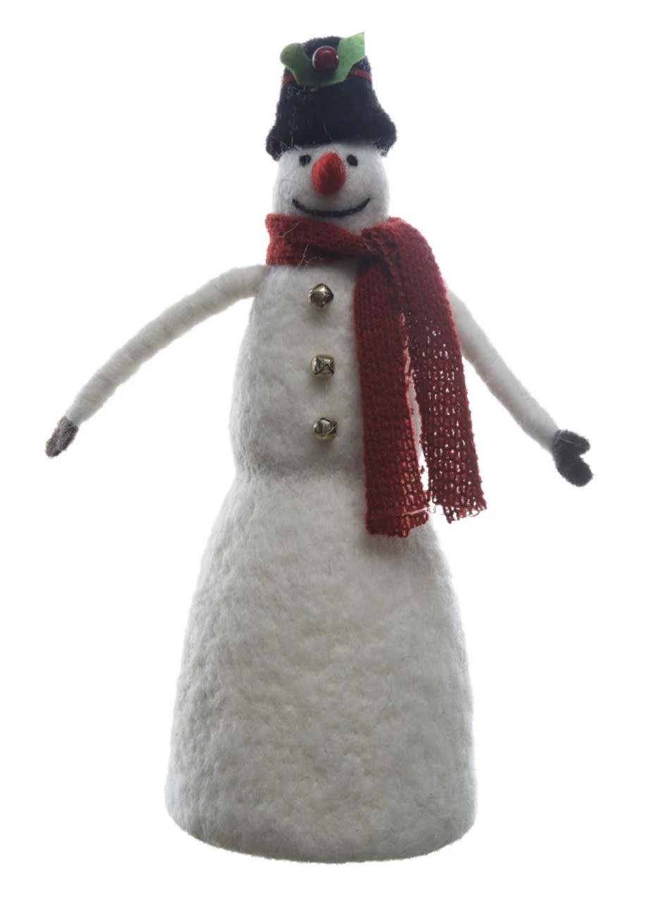 Creative Coop Wool Snowman Decoration Figures And Figurines White