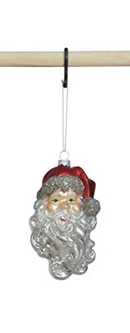 Creative Co-op Glass Santa Head Ornament Silver