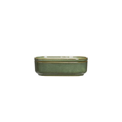 Creative Co Op Medium Stoneware Container With Lid Reactive Glaze Finish Each One Will Vary Green