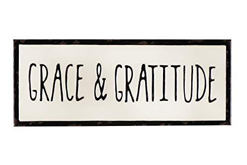 Creative Co-op Embossed Grace And Gratitude Enameled Metal Decor Wall Art Black