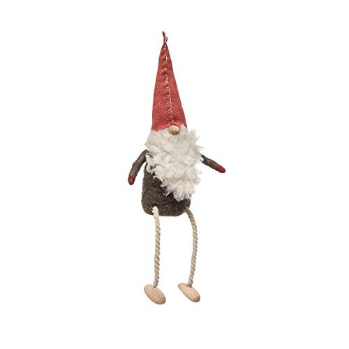 Creative Co-Op Fuzzy Grey Gnome Shelf Sitter 2.25 X 11.5 Wool Felt Decorative Tabletop Figurine