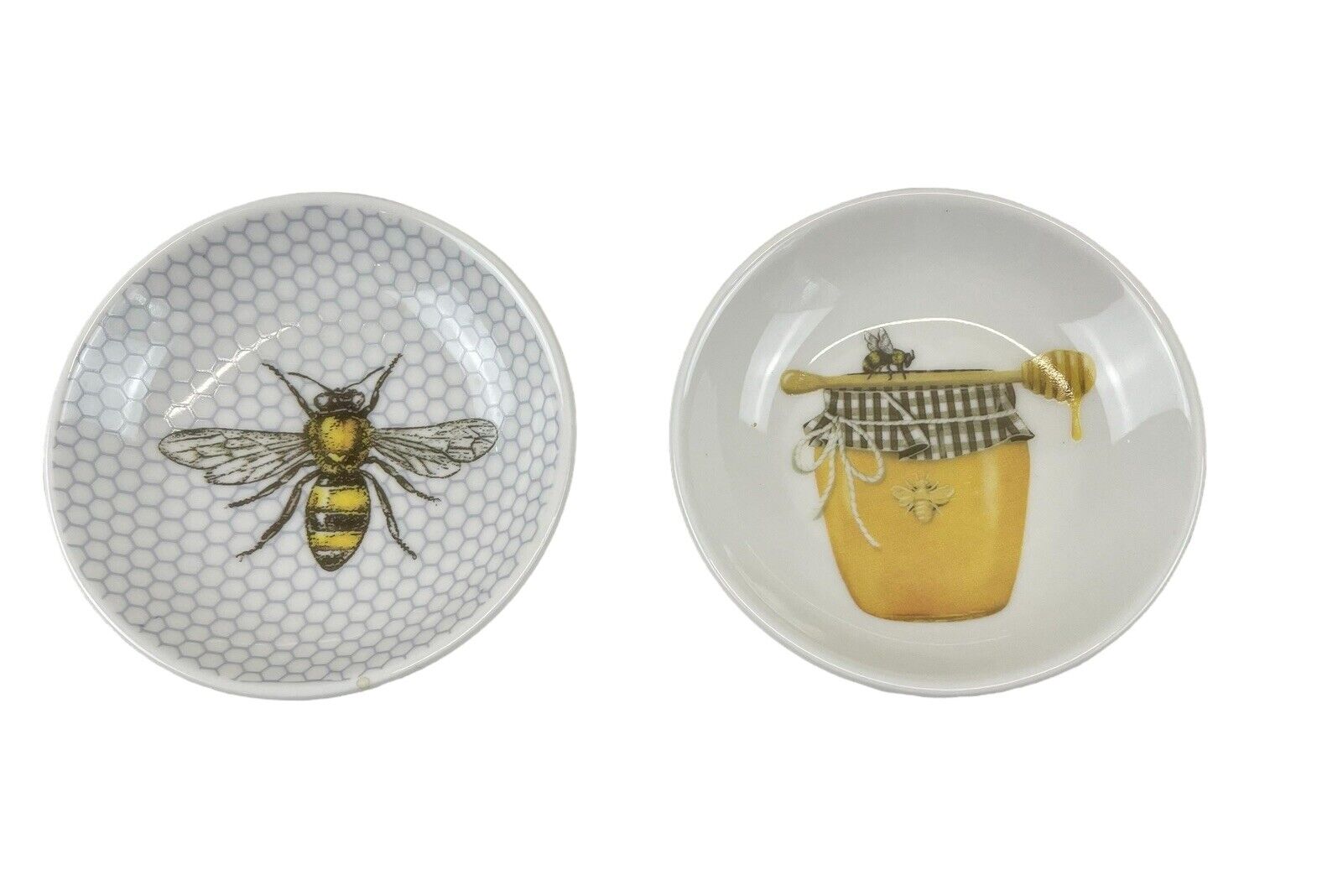 Creative Co-op Tea Bag Holders Bumble Bee And Honey Ceramic Set Of 2