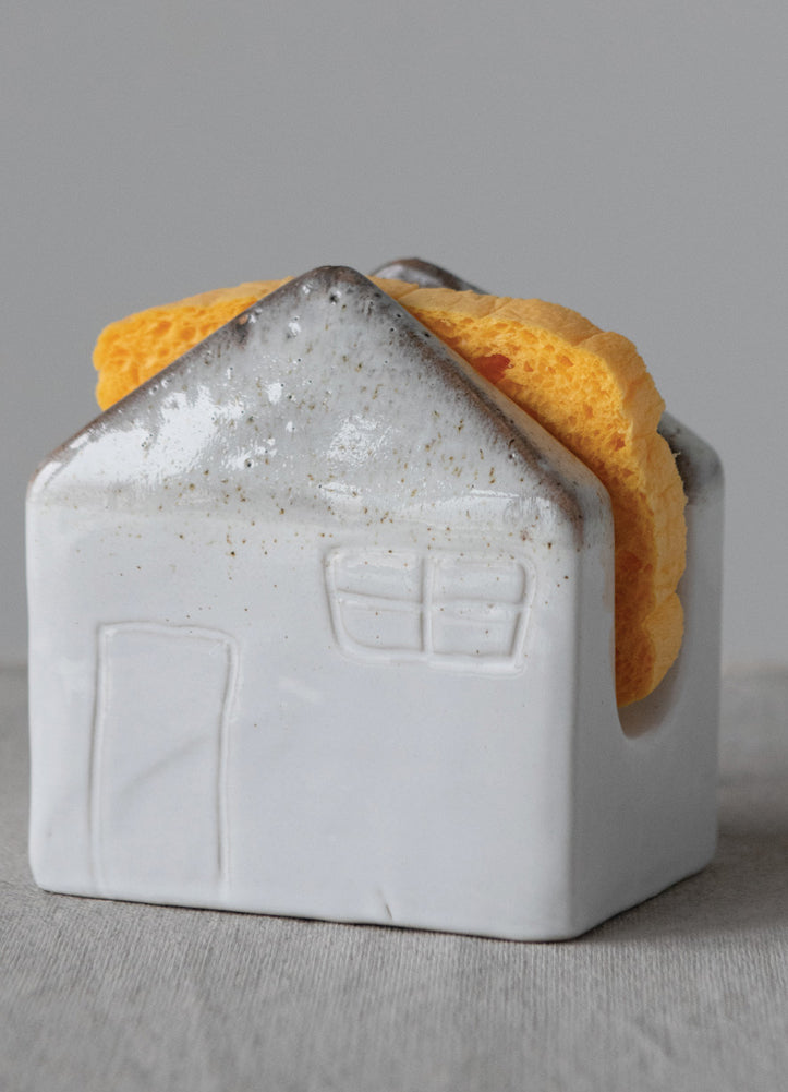 Creative Co-op Stoneware House Shaped Sponge Holder By Co-op