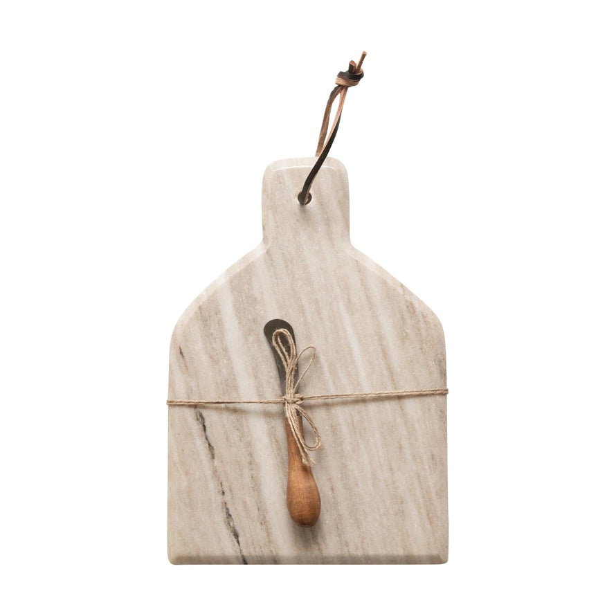 Marble Cheese Board With Canape Knife