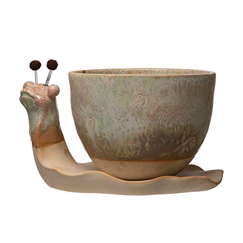 Creative Co-Op Co-Op Stoneware Snail Planter, Reactive Glaze, Set Of 2 Pieces
