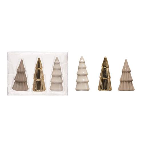 Creative Co-Op Co-Op Gold/Grey/White Tree Indoor Christmas Decor