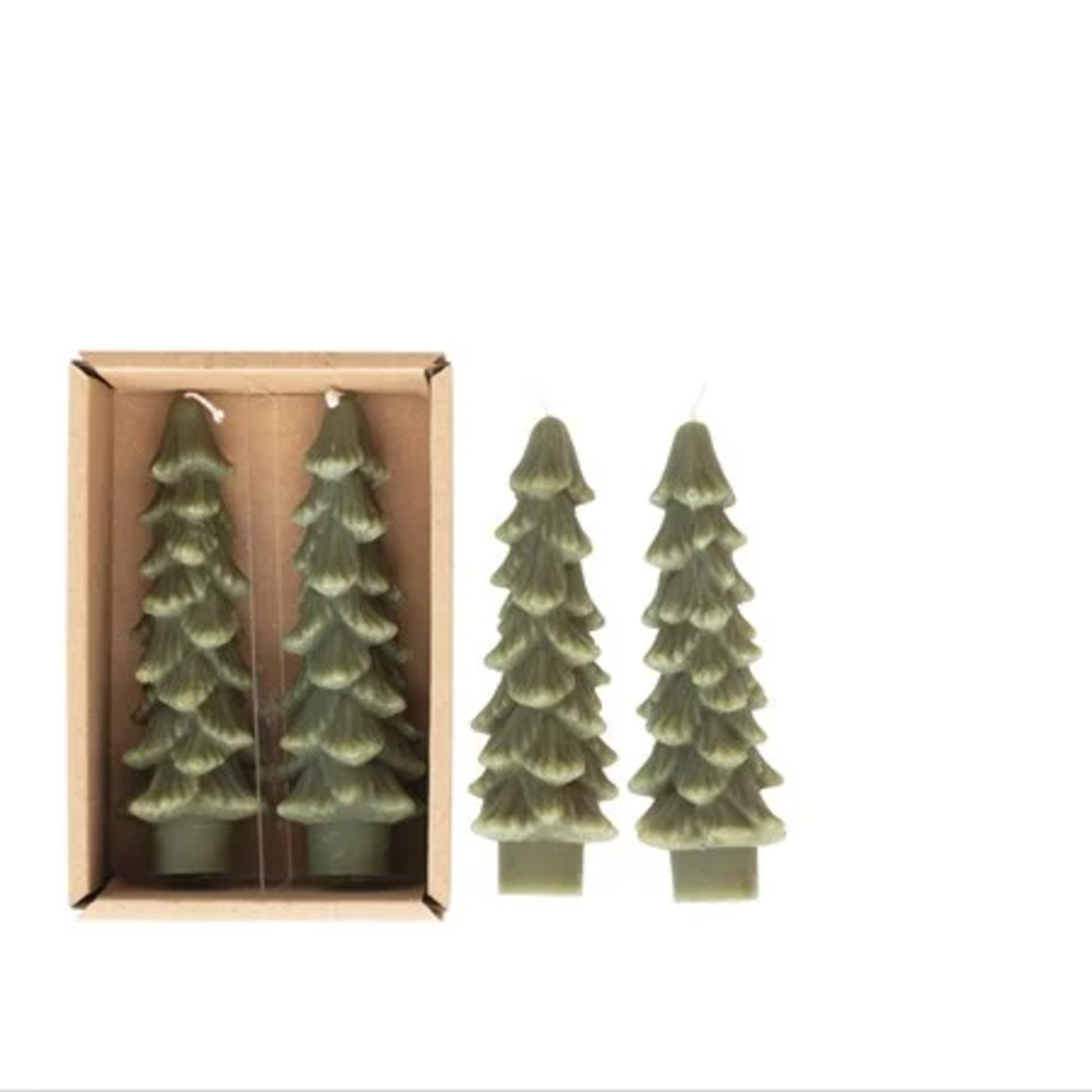 Creative Co-op Set Of 2 Tree Shaped Taper Candle By Co-op