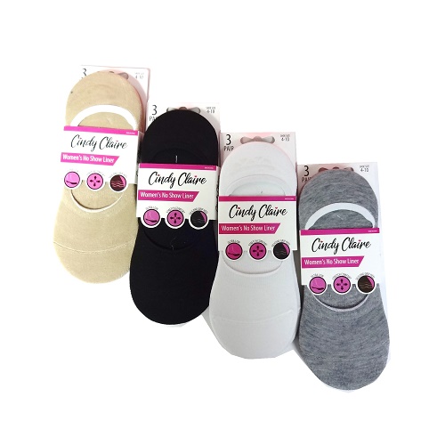 Womens Liner Socks 3pk 4 Colorts-whole