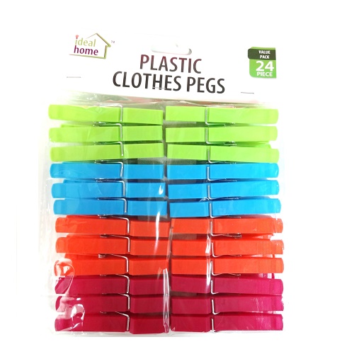Ideal Clothespins Plastic 24ct Asst Clr-whole