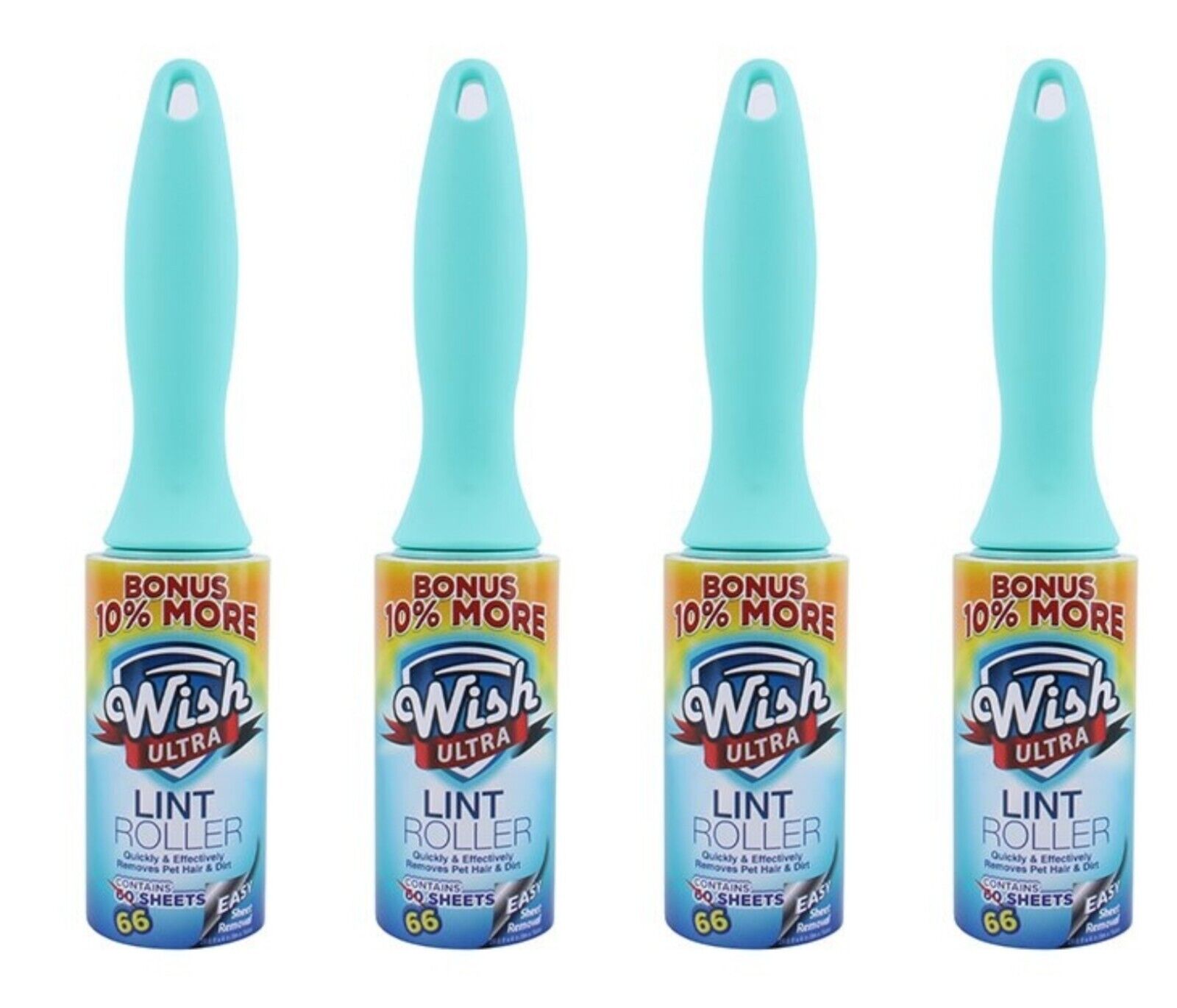Wish 4 Pack Lint Roller For Laundry Clothes Fuzzy Pet Hair Garment 264 Sheets