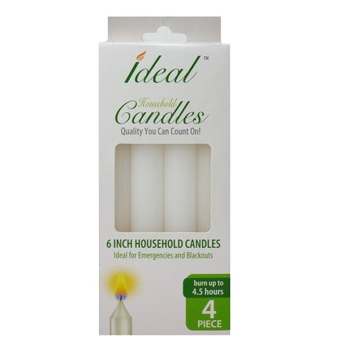 Ideal Household Candles 6in 4ct White-whole