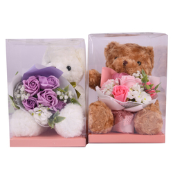 Hv Valentine Gift Bear & Flower W/pvc Box 2 Asstd