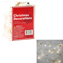 Hx Xm Garland W/light 2.5ft 30l Warm White W/20pcs Star & Battery Operated