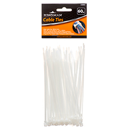 Kingman Cable Tie 5.9"x0.1" 40lbs 60pc White