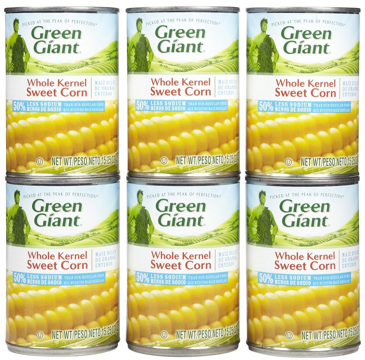 Green Giant Corn Whole Kernel 50% Less Sodium 15.2oz Can