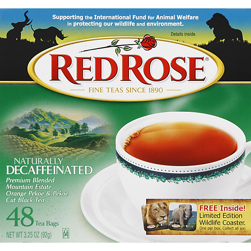 Red Rose Naturally Decaffeinated Black Tea, Decaf Tea Bags