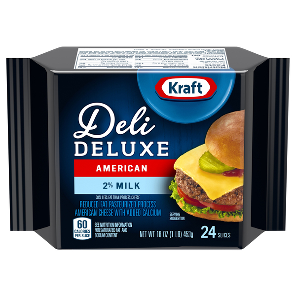 Kraft Deli Deluxe American Cheese Slices With 2% Milk, 24 Ct Pack