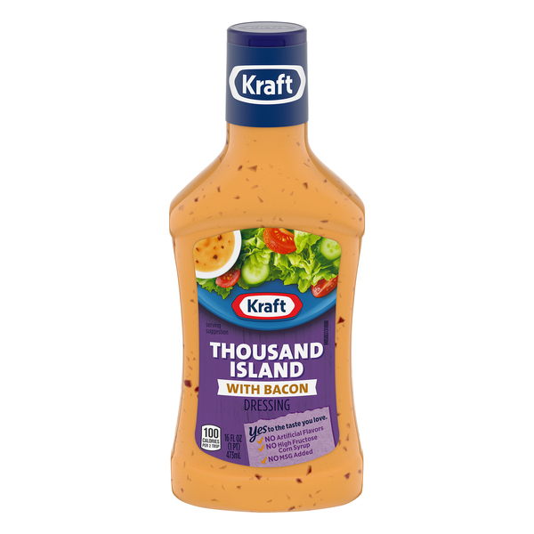 Kraft Thousand Island Salad Dressing With Bacon, 16 Fl Oz Bottle
