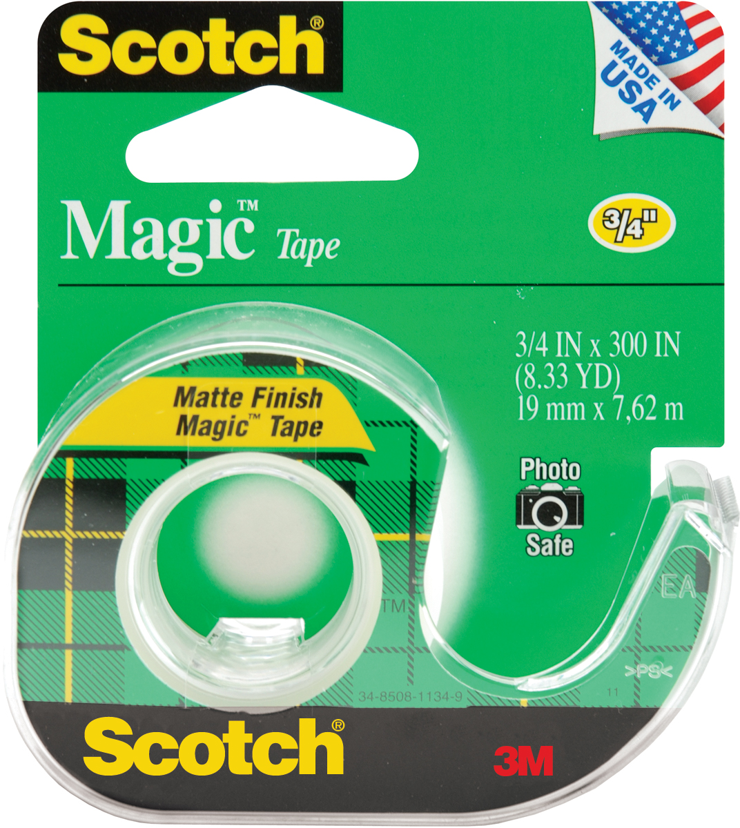Scotch Magic Tape In Handheld Dispenser, 3/4" X 300", 1" Core, Clear