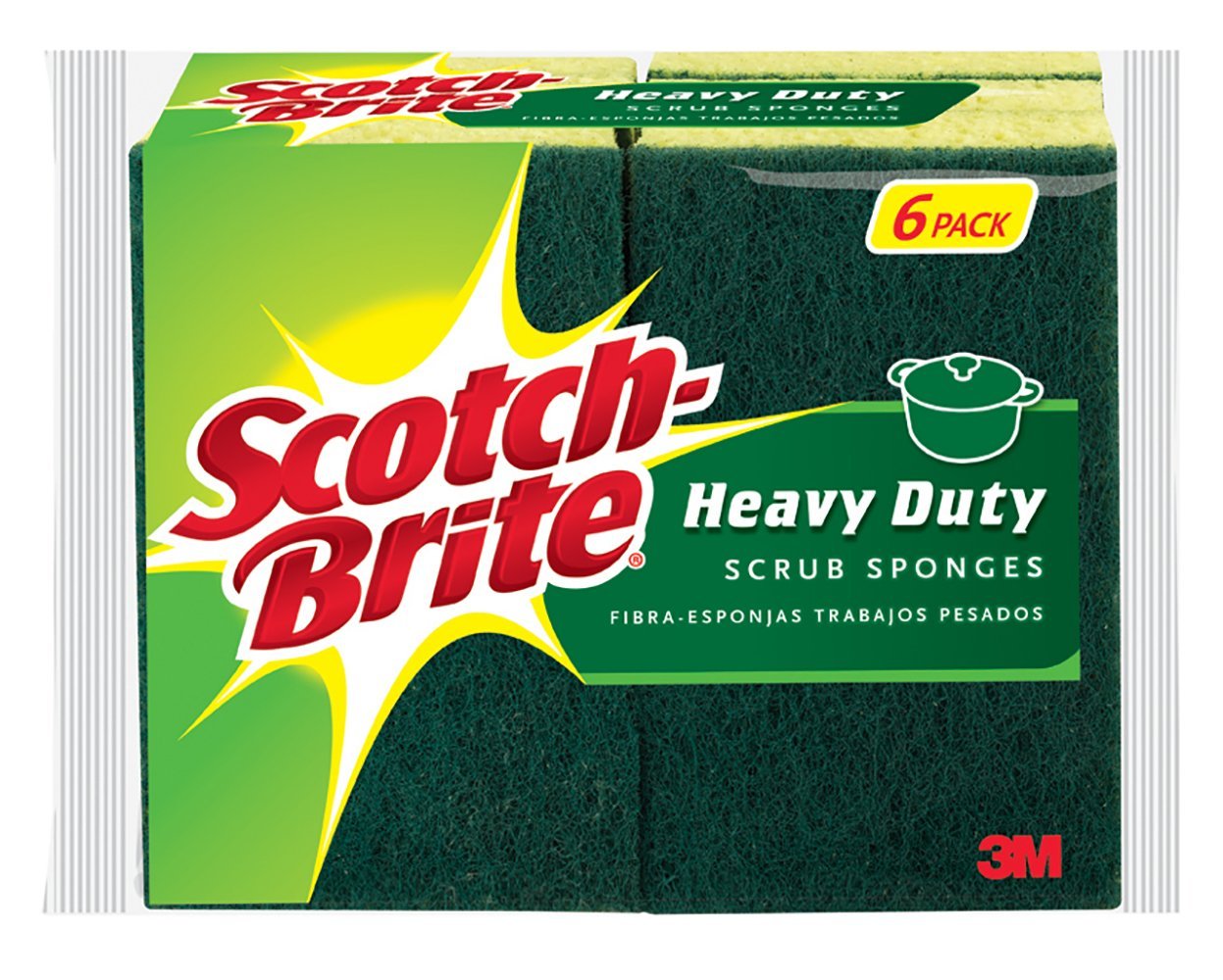 Scotch-Brite Heavy Duty Scrub Sponges, 6 Scrubbing Sponges