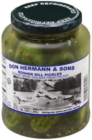 Don Hermann & Sons Pickles Dill Kosher, 32 Oz