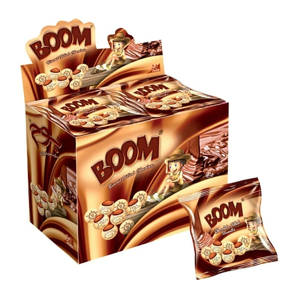 [object Object] Boom Chocolate Filled Biscuits Pouch Pack Of 24 X 18.9 Gr