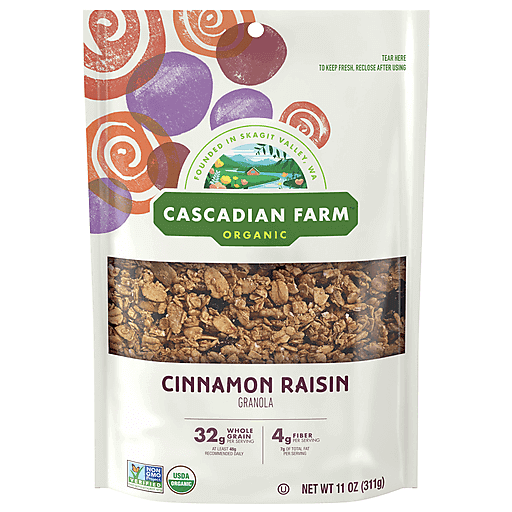 Cascadian Farm Granola, Organic, Cinnamon Raisin 11 Oz