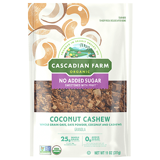 Cascadian Farm Organic No Added Sugar Coconut Cashew Granola