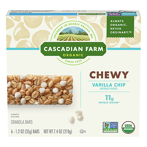 Cascadian Farm Organic Vanilla Chip Chewy Granola Bars - 6ct