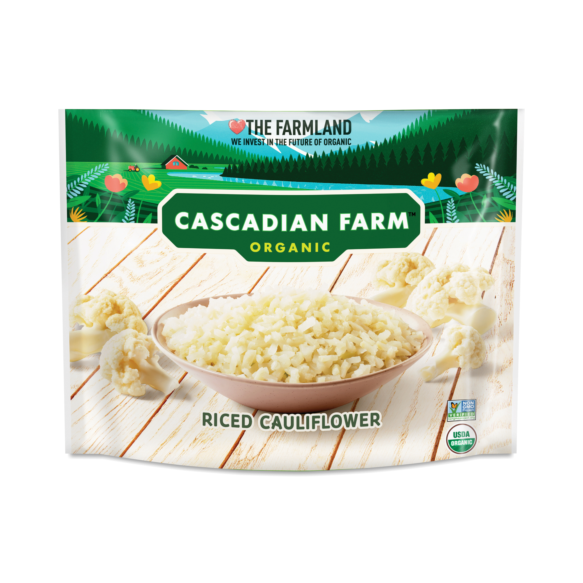 Cascadian Farm Organic, Riced Cauliflower, Frozen Vegetables, Non-GMO, 12 Oz Bag