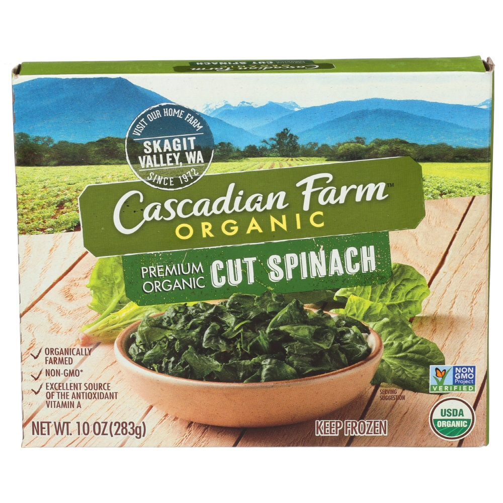 Cascadian Farm Organic, Cut Spinach, Premium Frozen Vegetables, Non-GMO, 10 Oz