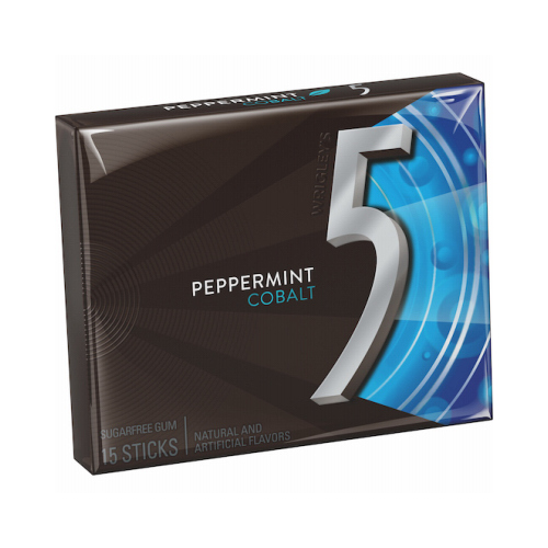 5 Gum Peppermint Cobalt Sugar Free Chewing Gum, 15 Piece Single Pack
