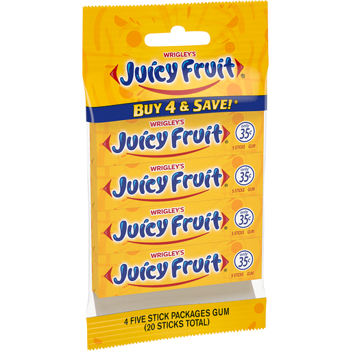 Juicy Fruit Original Bubble Gum, 5 Stick