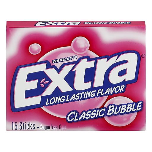 Extra Classic Bubble Sugar Free Gum, 15 Stick Pack