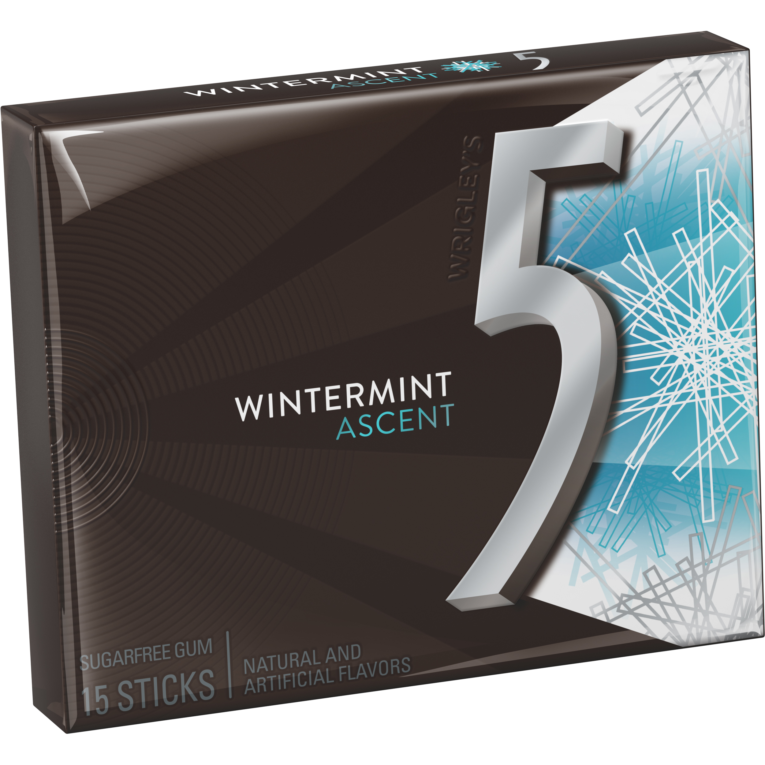 5 Gum Wintermint Ascent Sugar Free Chewing Gum, 15 Piece Single Pack