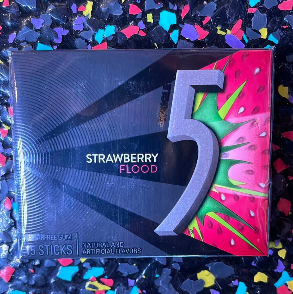 5 Gum Strawberry Flood Sugarfree Gum, Single Pack